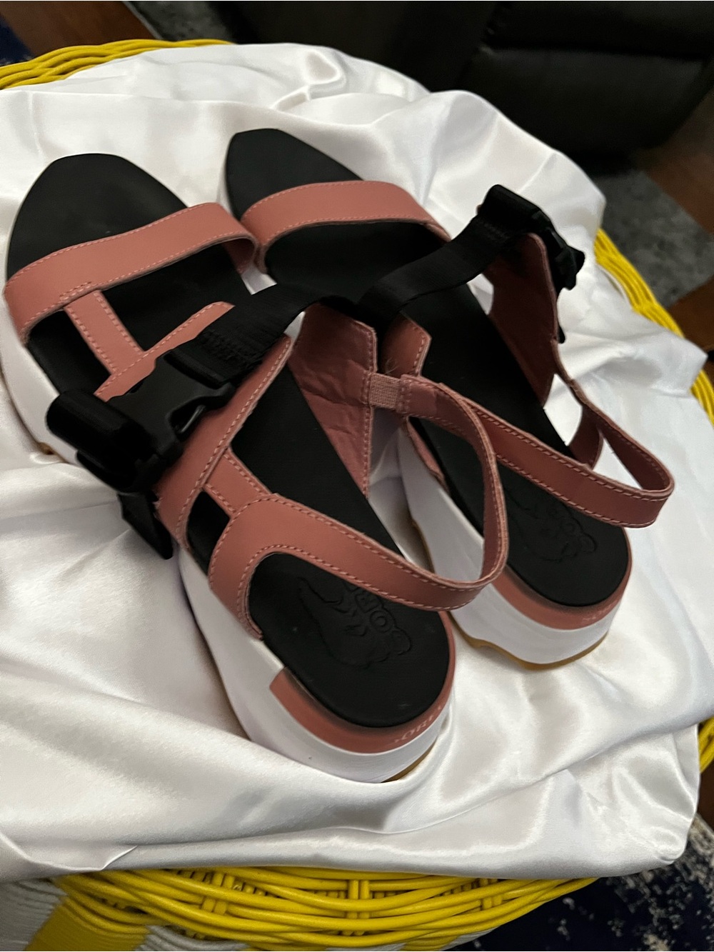 Chunky Pink Platform Sandals with SOREL Branded Soles
